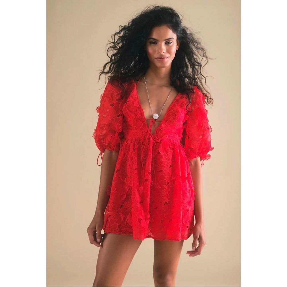 For Love & Lemons NWT Red Serena Mini Dress